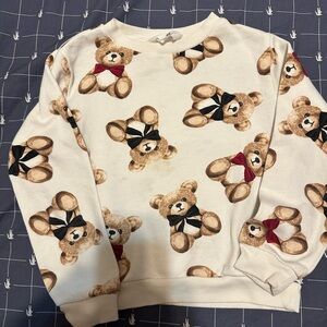 H&M White Sweatshirt with Brown Bear Print